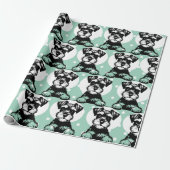 Peking Terrier Groen Gepersonaliseerd Thema Cadeaupapier (Uitgerold)