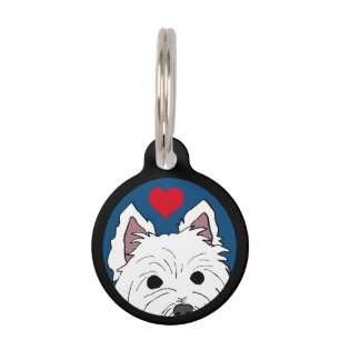 Peking Westie met Heart Pet Tag Huisdierpenning