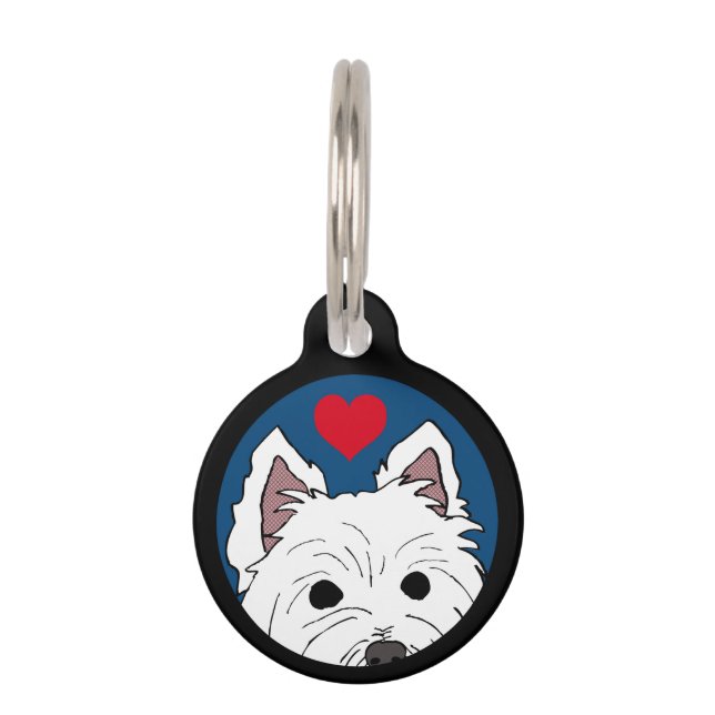 Peking Westie met Heart Pet Tag Huisdierpenning (Voorkant)