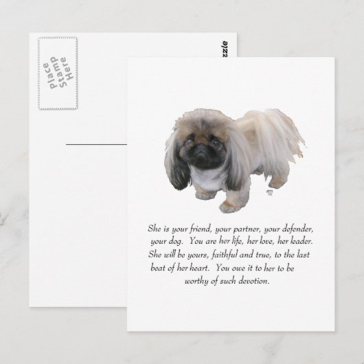 Pekingees Aandenken - VROUW Briefkaart (Voorkant / Achterkant)