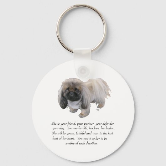 Pekingees Aandenken - VROUW Sleutelhanger (Voorkant)