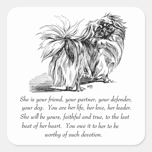 Pekingees Aandenken - VROUW Vierkante Sticker (Voorkant)