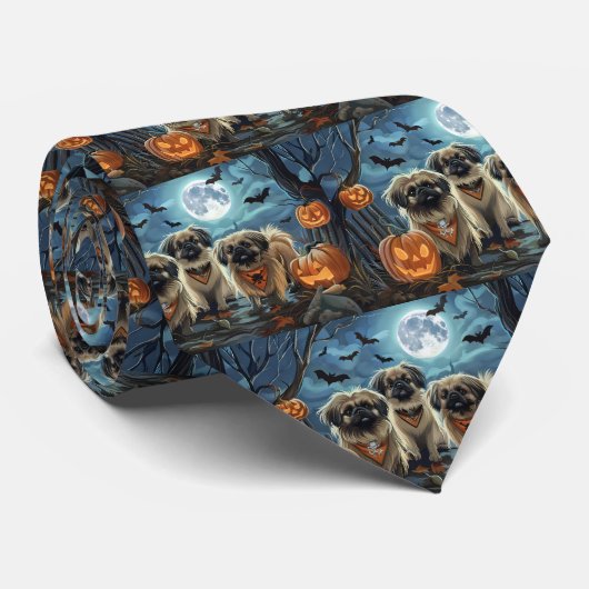 Pekingees Halloween Spokenverwekkend Stropdas (Opgerold)
