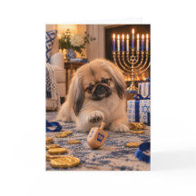 Pekingees Hanukkah kaart