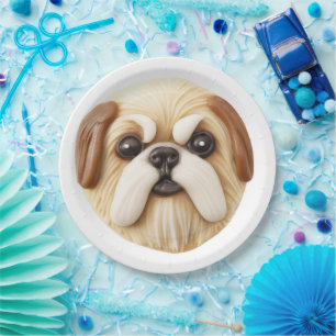 Pekingees Hond 3D Geïnspireerd Papieren Bordje