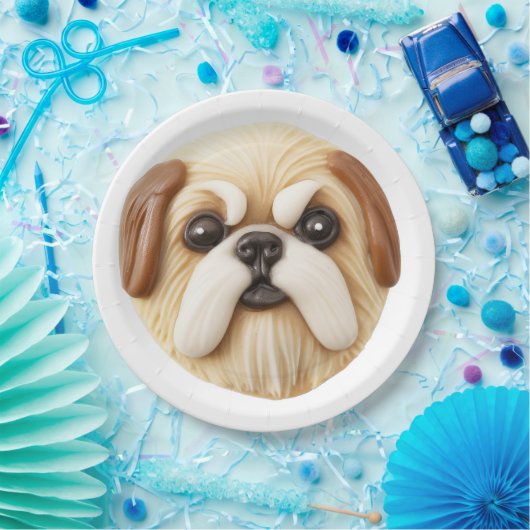 Pekingees Hond 3D Geïnspireerd Papieren Bordje (Feest)