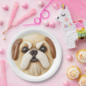 Pekingees Hond 3D Geïnspireerd Papieren Bordje (Feest)