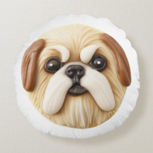 Pekingees Hond 3D Geïnspireerd Rond Kussen