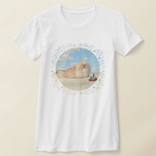 Pekingees hond aan de zee t-shirt