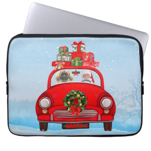 Pekingees Hond In Auto Met Kerstman Laptop Sleeve