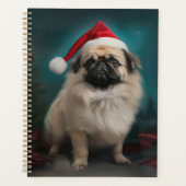 Pekingees hond in de sneeuw Kerstmis Planner (Voorkant)