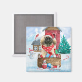 Pekingees Hond In sneeuw Kerstmis Hondenhok Magneet (Voorkant / Achterkant)