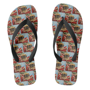 Pekingees Hond Kerst Festiviteit Teenslippers