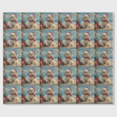 Pekingees Hond Kerstmis Vintage Strand Cadeaupapier (Vlak)