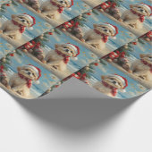 Pekingees Hond Kerstmis Vintage Strand Cadeaupapier (Hoek)