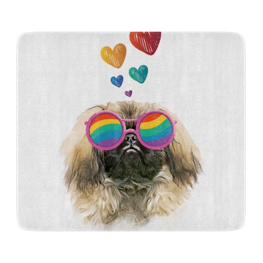 Pekingees hond met harten Valentijnsdag Snijplank (Voorkant)