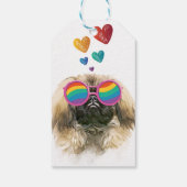 Pekingees Hond met Hartjes Valentijnsdag Cadeaulabel (Achterkant)