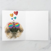 Pekingees Hond met Hartjes Valentijnsdag Kaart (Binnen)