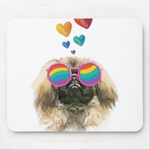 Pekingees Hond met Hartjes Valentijnsdag Muismat