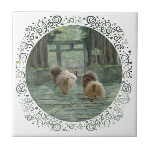 Pekingees Hond Oosterse Poort Tegeltje