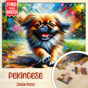 Pekingees Hond Portret Acryl Kunstprint Hond Liefh Legpuzzel