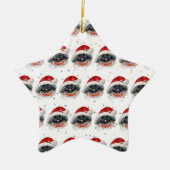Pekingees Hond Ras Kerst Sterren Keramisch Ornament (Voorkant)