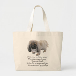 Pekingees Hond Regenboogbrug Grote Tote Bag