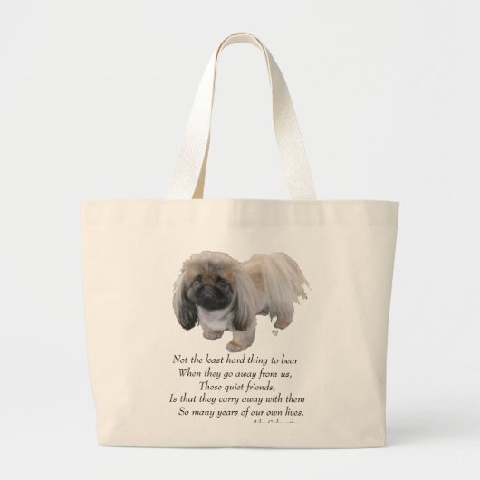 Pekingees Hond Regenboogbrug Grote Tote Bag (Voorkant)