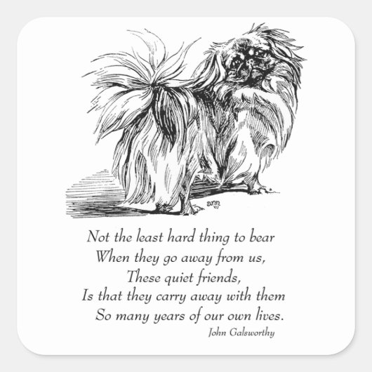 Pekingees Hond Regenboogbrug Vierkante Sticker (Voorkant)