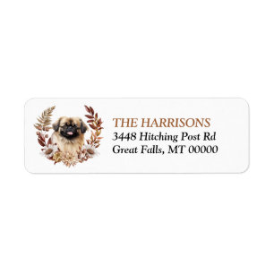 Pekingees Honden Herfst Krans Etiket