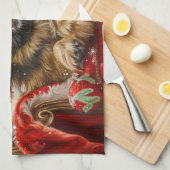 Pekingees Honden Kerst Feestelijk Theedoek (Quarter Fold)