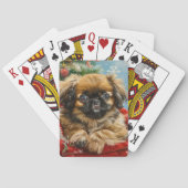 Pekingees Honden Kerstfeest Pokerkaarten (Achterkant)