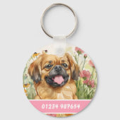 Pekingees hondenpenning – Aangepaste informatie Sleutelhanger (Achterkant)