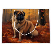 Pekingees in de herfst Bladeren vallen inspireren Groot Cadeauzakje (Voorkant)