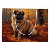 Pekingees in de herfst Bladeren vallen inspireren Groot Cadeauzakje (Achterkant)