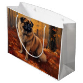 Pekingees in de herfst Bladeren vallen inspireren Groot Cadeauzakje (Achterkant Gekanteld)