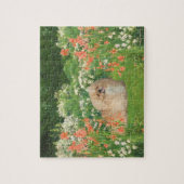Pekingees in de tuin legpuzzel (Verticaal)