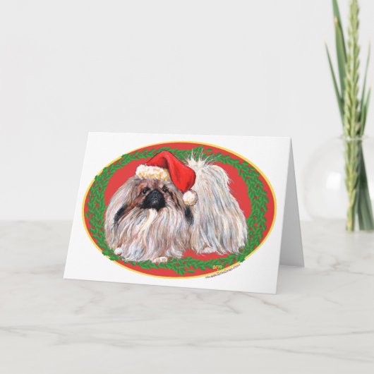 Pekingees in de Winter Feestdagen Kaart (Voorkant)