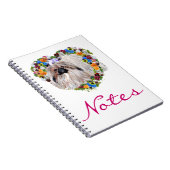 Pekingees in driekleurige viooltjes notitieboek (Rechterzijde)