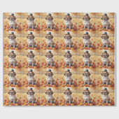 Pekingees in Herfstbladeren Dankbaarheid Kunst Cadeaupapier (Vlak)