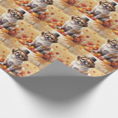 Pekingees in Herfstbladeren Dankbaarheid Kunst Cadeaupapier (Hoek)