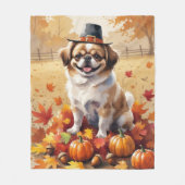 Pekingees in herfstbladeren dankbaarheid kunst fleece deken (Voorkant)