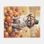 Pekingees in herfstbladeren dankbaarheid kunst fleece deken (Voorkant (Horizontaal))