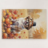 Pekingees in Herfstbladeren Dankbaarheid Kunst Legpuzzel (Horizontaal)