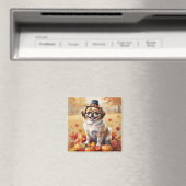 Pekingees in herfstbladeren dankbaarheid kunst magneet (Insitu (Vaatwasser))