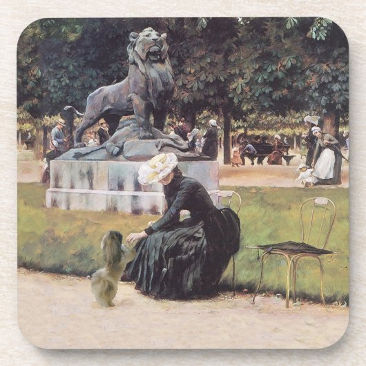 Pekingees in het park onderzetter (Voorkant)