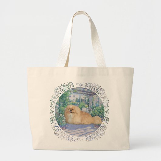 Pekingees in lavendel grote tote bag (Voorkant)