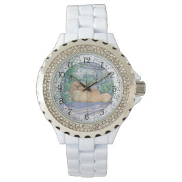 Pekingees in lavendel horloge