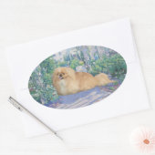 Pekingees in lavendel ovale sticker (Envelop)