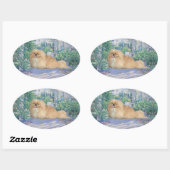 Pekingees in lavendel ovale sticker (Vel)